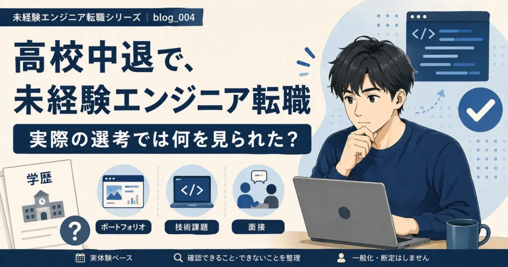 高校中退で未経験エンジニア転職をしたとき、実際の選考では何を見られたか